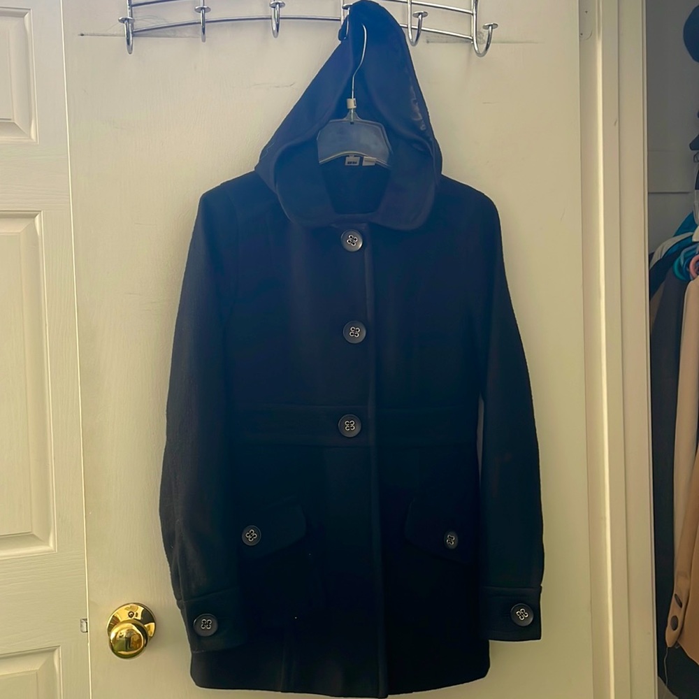 BP NORDSTROM REMOVABLE HOOD BUTTON JUNIOR COAT BLACK M